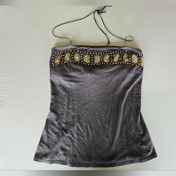 Abercrombie & Fitch Tops - Vintage Abercrombie & Fitch Women's Brown Sequin Halter Top Size S.
